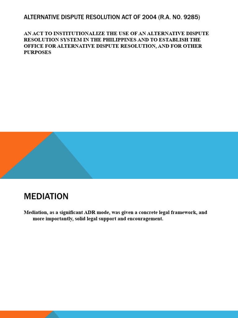 ADR Act of 2004 | PDF | Mediation | Alternative Dispute Resolution