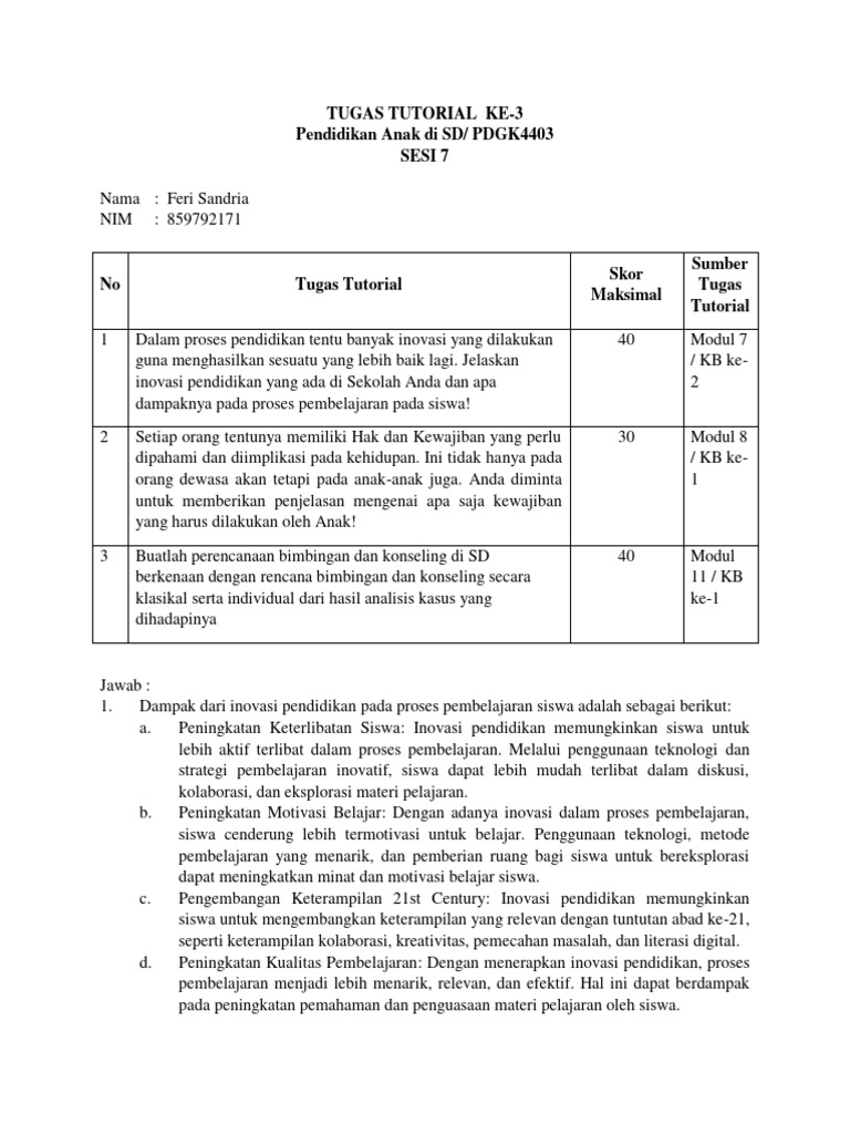 Inovasi Pendidikan dan Kewajiban Anak | PDF | Karier & Perkembangan