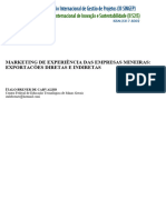 Marketing de Experiência Das Empresas Mineiras: Exportacões Diretas E Indiretas