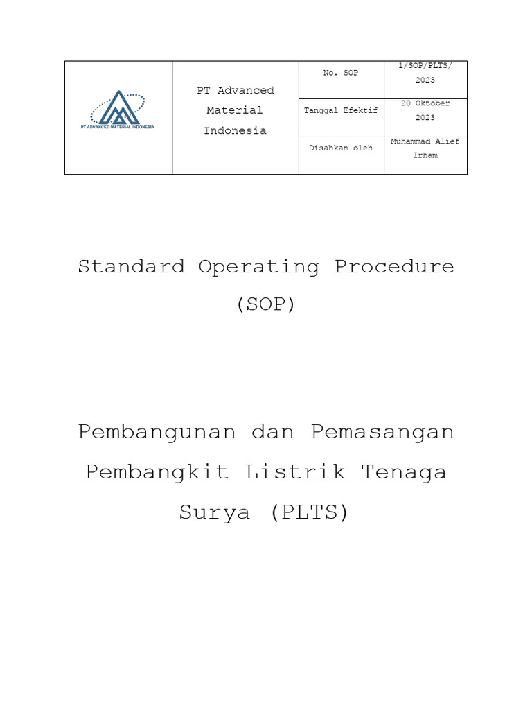 Standard Operating Procedure | PDF