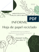 Documento A4 Carátula Proyecto Reciclaje Botánico Verde Verde Agua, Marron