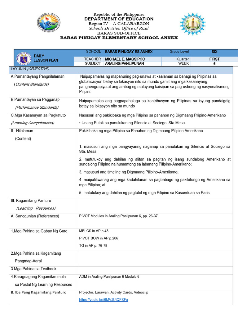 Cot Q1 - Ap 6 | PDF
