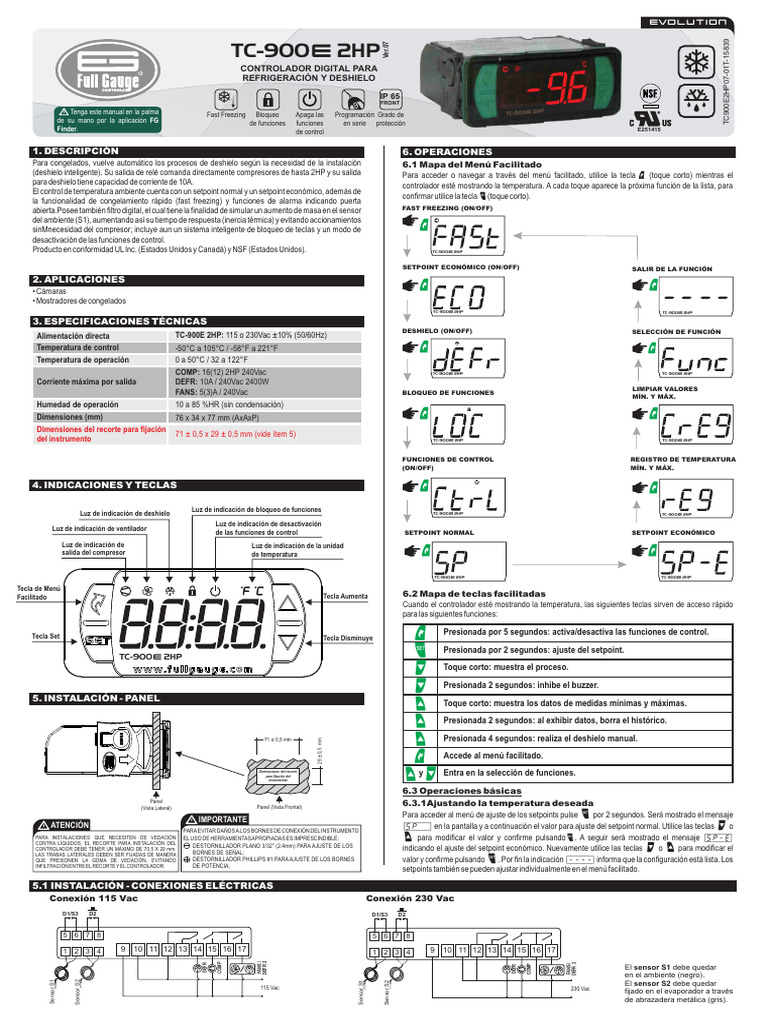 TC900E 2HP Ver.7 PDF Refrigeración Temperatura