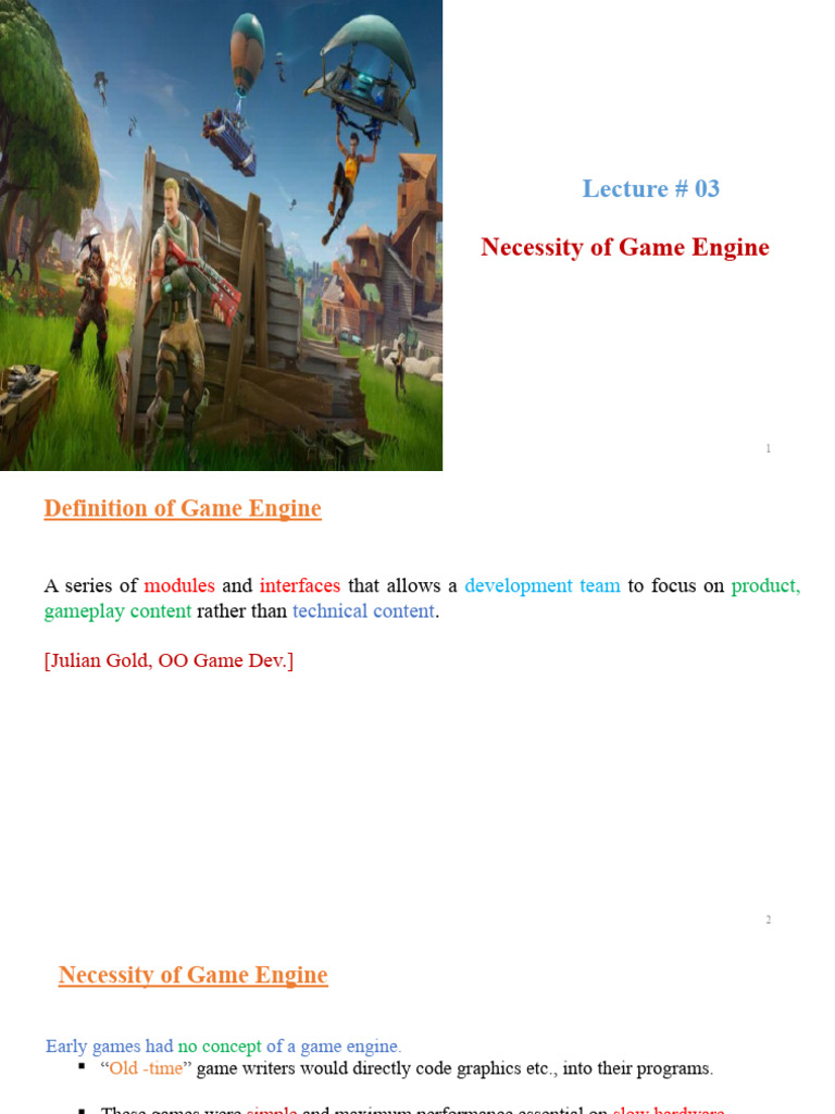 Week 3 (Necessity of Game Engine) PDF 3 D Computer Graphics