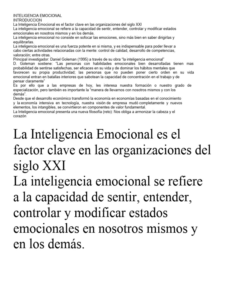 Inteligencia Emocional PDF Inteligencia emocional Inteligencia