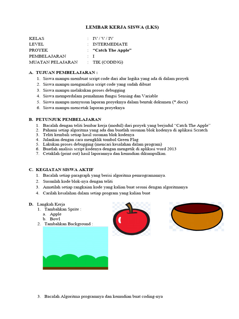 LKS Coding Scratch: Catch The Apple | PDF