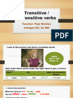 Transitive and Intransitive Verbs PowerPoint, ILI MD, Unit 10, Grammar E4, 10.4