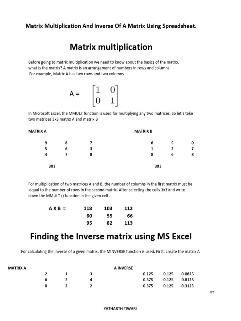 Matrix Multiplication | PDF
