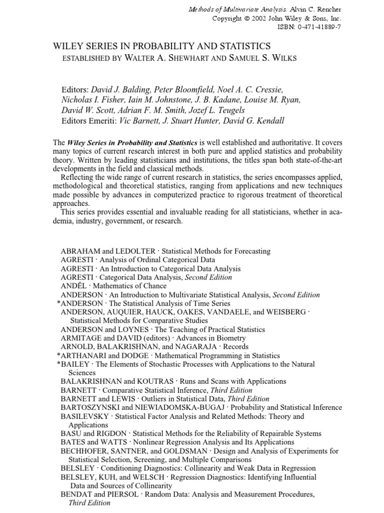 John Wiley & Sons - Probability and Statistics | PDF | Time Series ...