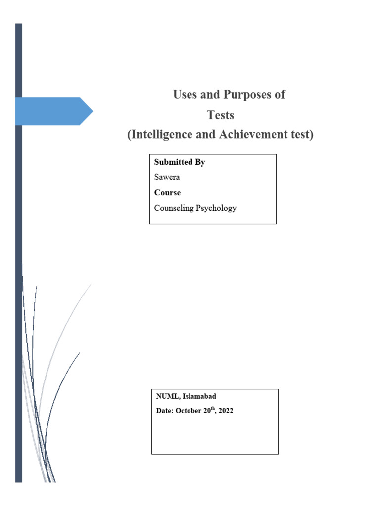 Intelligence And Achievement Test Pdf Psychological Testing