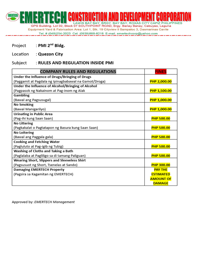 PMI Rules ®ulation X PDF