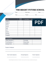 Student Report Card Format