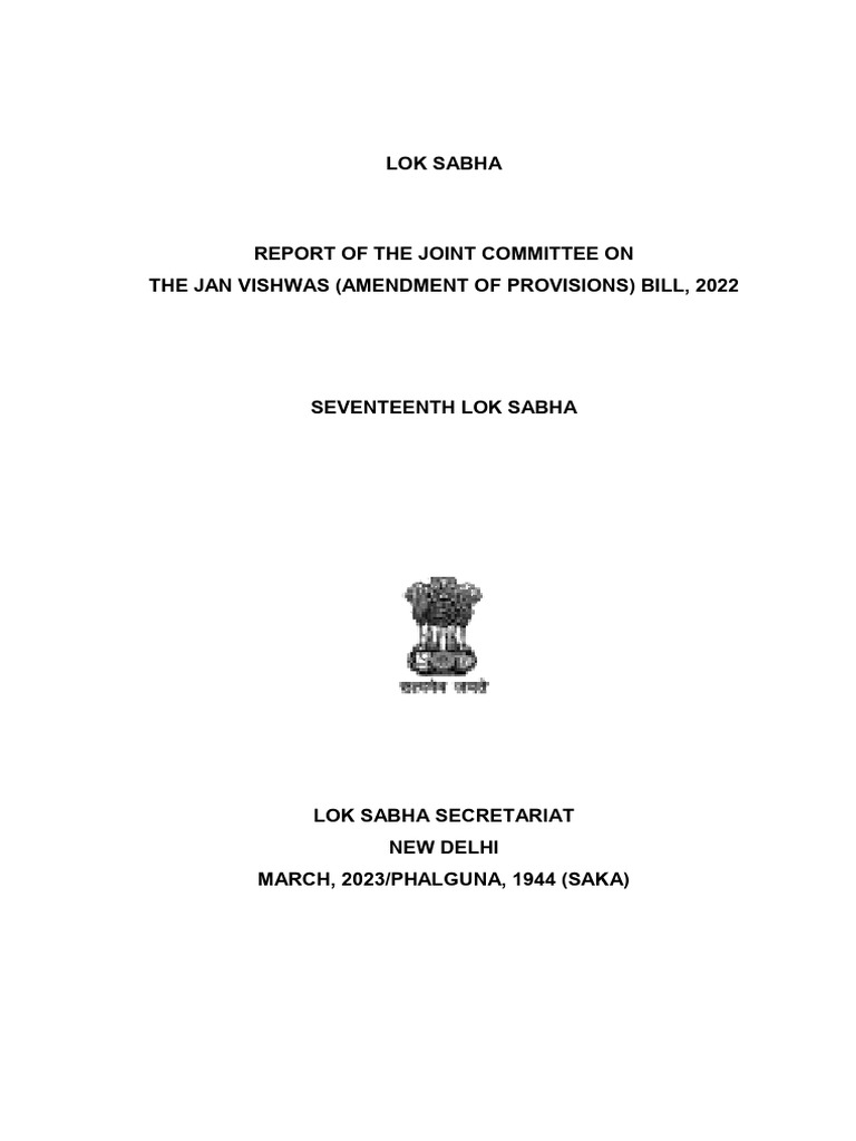 17 Joint Committee On The Jan Vishwas (Amendment of Provisions) Bill ...
