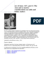 The Obsolescence of Man, Vol I, Part 2: The World As Phantom and As Matrix: Philosophical Considerations On Radio and Television - Günther Anders