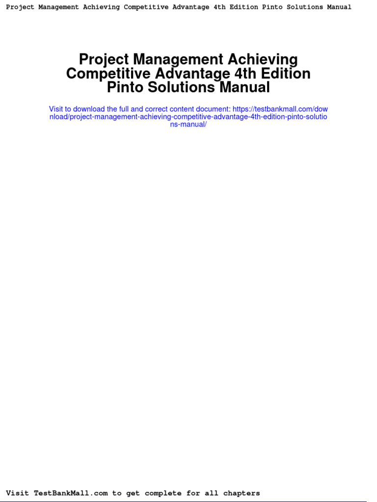 Project Management Achieving Competitive Advantage 4th Edition Pinto ...