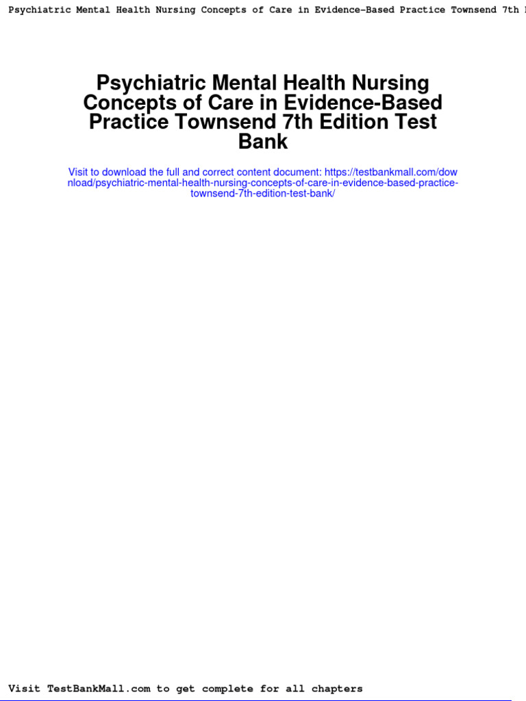 Psychiatric Mental Health Nursing Concepts of Care in Evidence Based