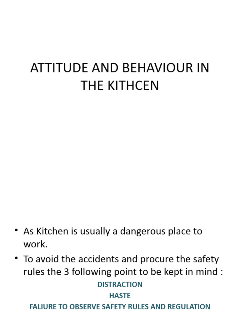 Kitchen Safety and Staff Attitude Rules | PDF
