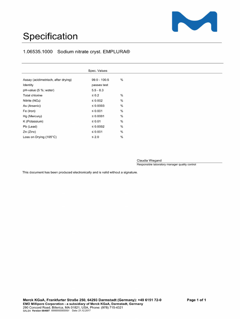 Coa Sodium Nitrate | PDF