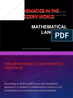 Language and Grammar of Mathematics