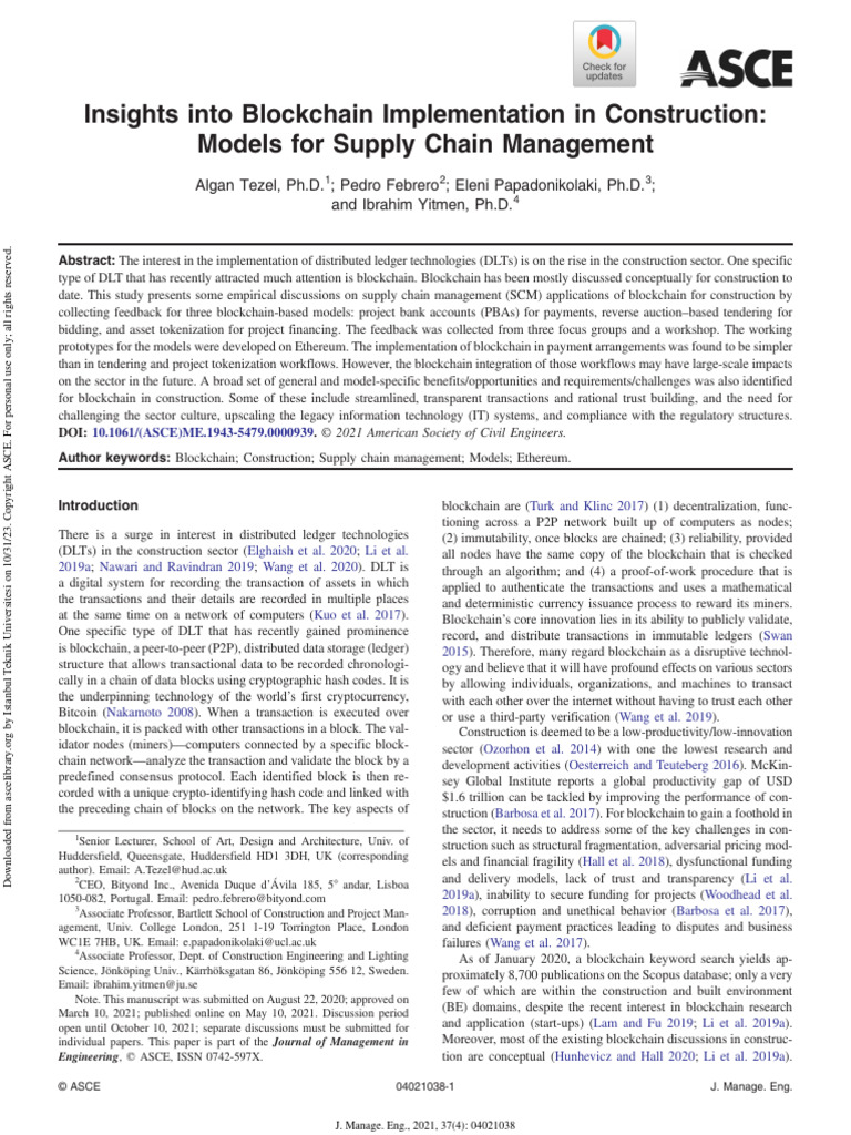 Ongoing - Insights Into Blockchain Implementation in Construction ...