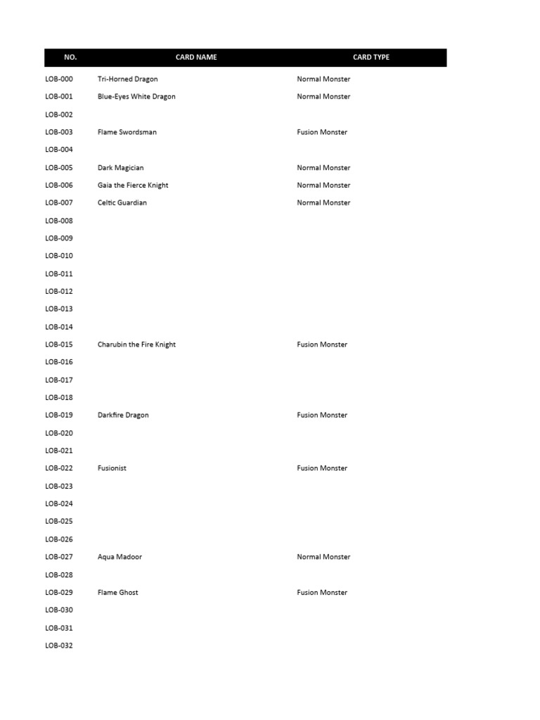 complete list of all yugioh cards pdf Yu-Gi-Oh! Card List and Details