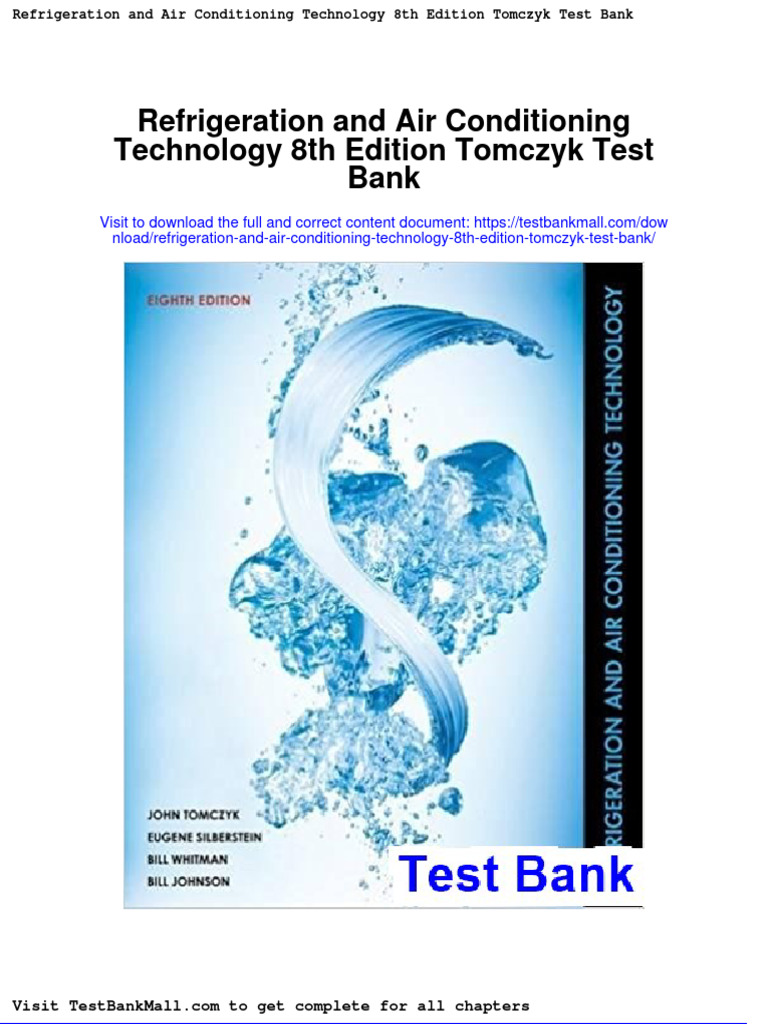 Refrigeration and Air Conditioning Technology 8th Edition Tomczyk Test