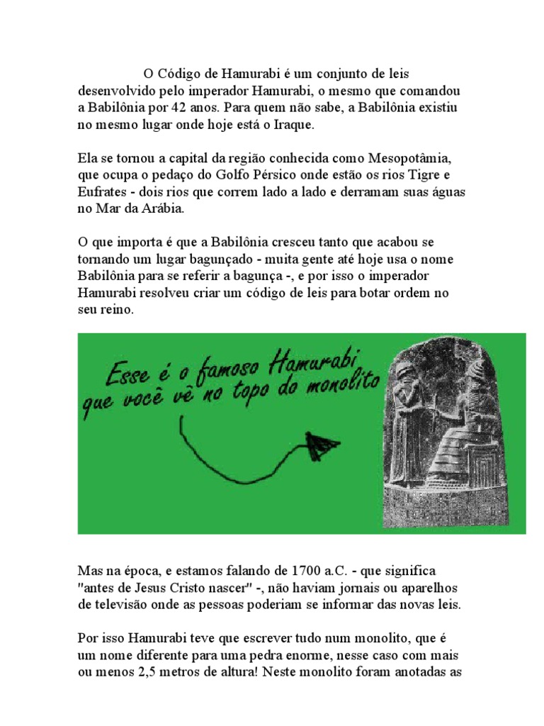Explique O Princípio Básico Do Código De Hamurabi
