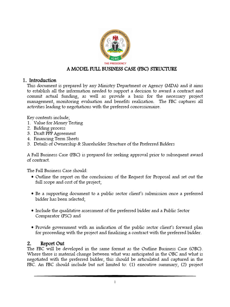 Full Business Case (FBC) Guidelines | PDF | Procurement | Public ...