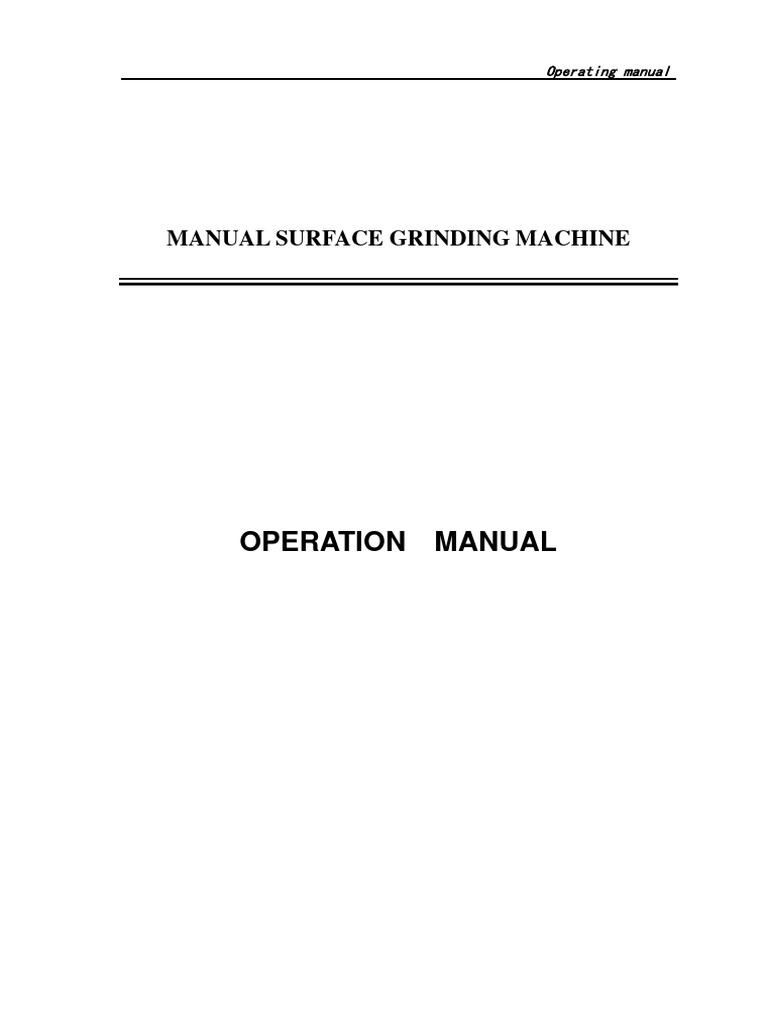 Surface Grinding Machine Manual | PDF | Grinding (Abrasive Cutting ...
