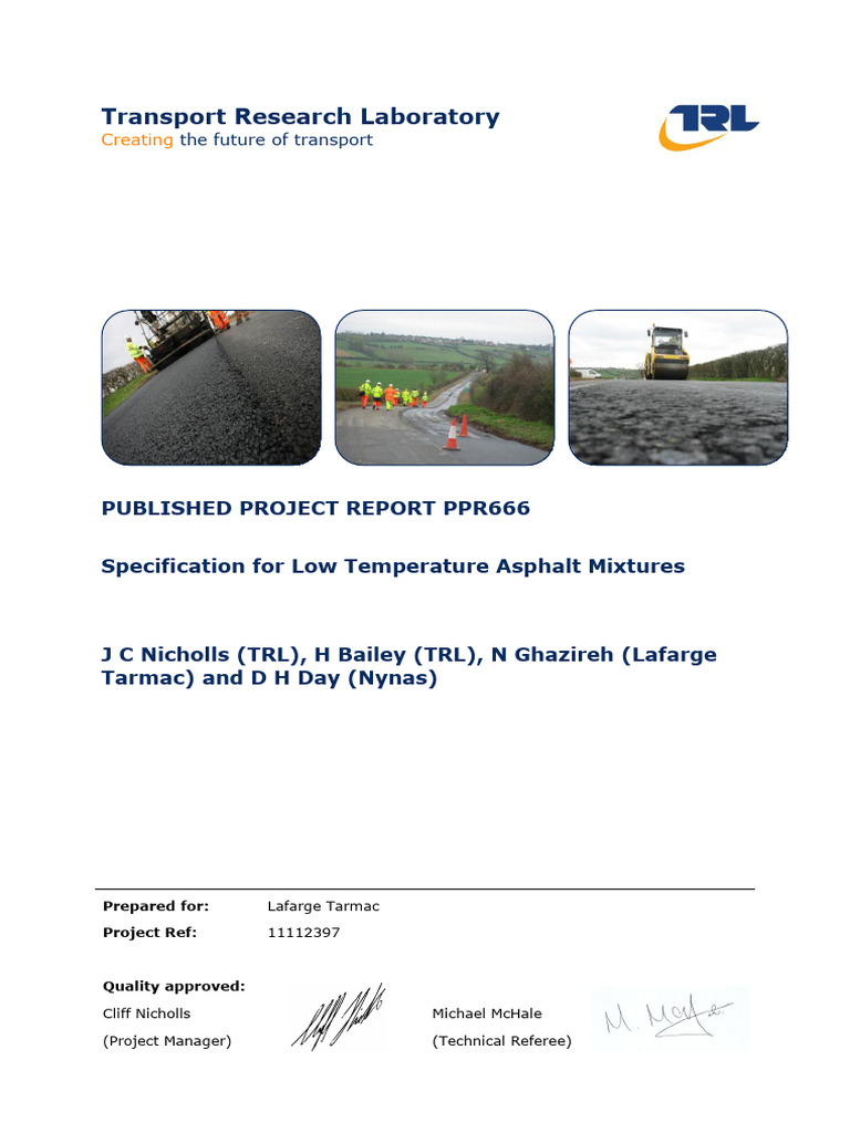 PPR666 - Specification For Low Temperature Asphalt Mixtures | PDF ...