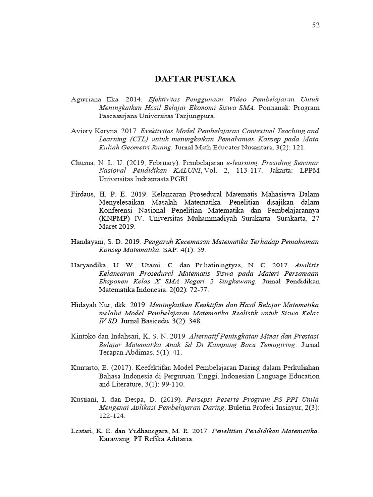 Daftar Pustaka Pembelajaran Matematika | PDF | Komputer