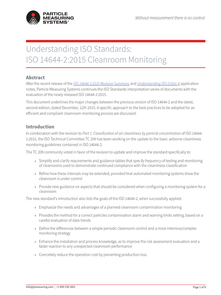 ISO 14644-2:2015 Cleanroom Monitoring Guide | PDF | Risk