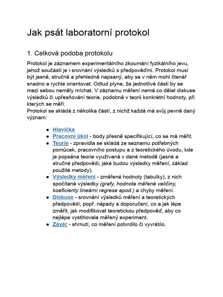 Jak Psát Laboratorní Protokol | PDF