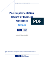 Post-Implementation Review of Business Outcomes Template