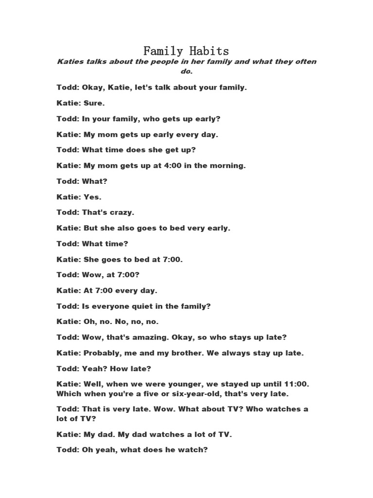 Family Routines and Roles Explained | PDF | Pronoun | Grammar