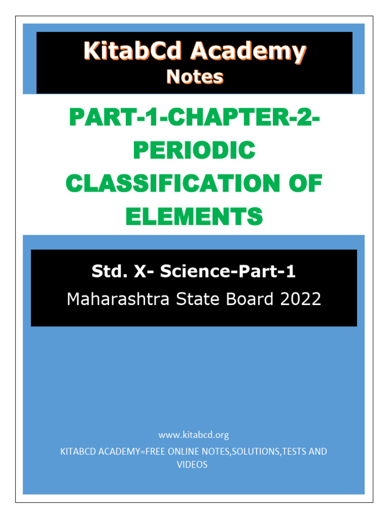 CH 2 P 1 Class 10 Sci MSBSHSE Notes | PDF | Ion | Periodic Table