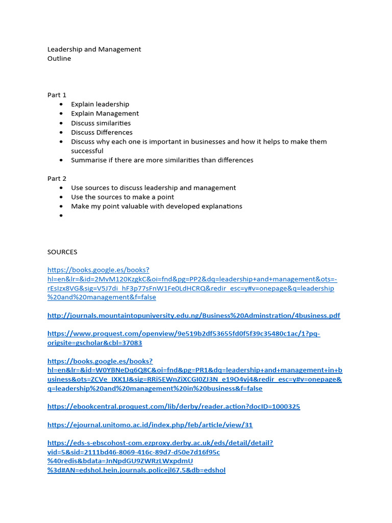 Leadership vs. Management in Business | PDF