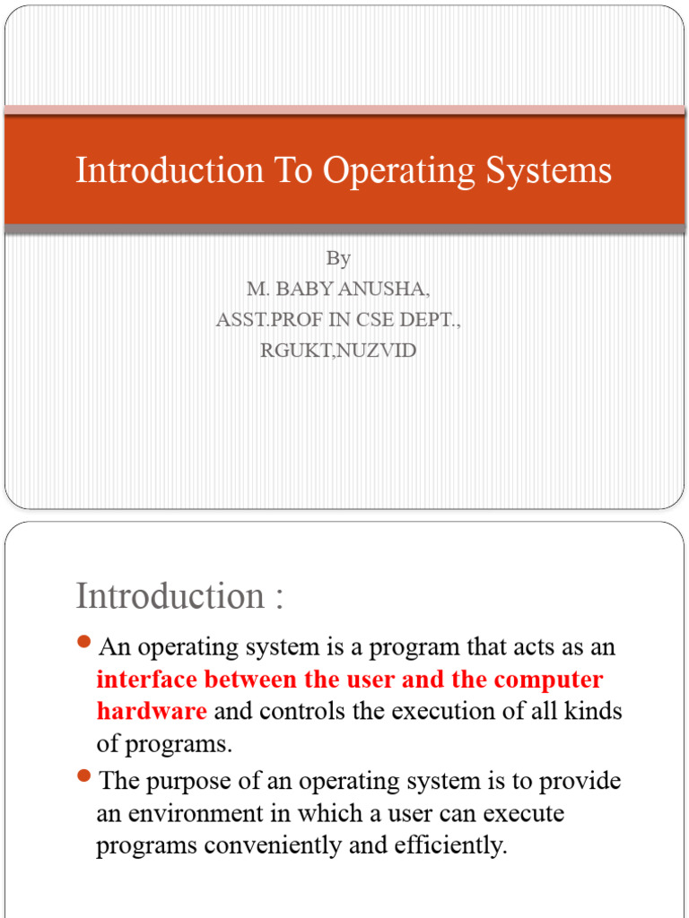 Introduction To Operating Systems. | PDF | Operating System | Microsoft ...
