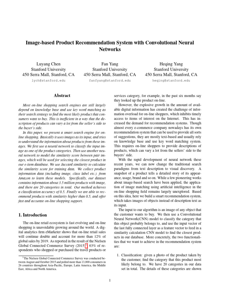 Image-Based Product Recommendation System | PDF | Support Vector ...