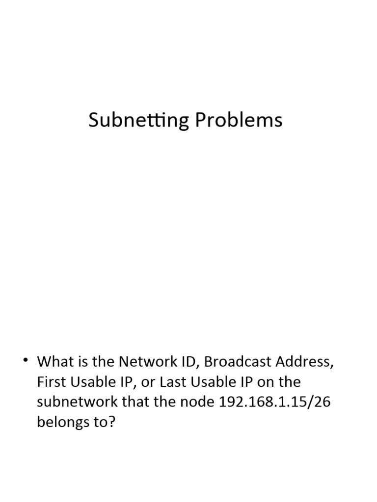 Subnetting Problems | PDF | Internet Architecture | Computer Networking