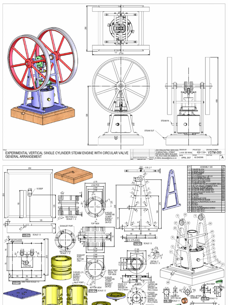 Vertical Single Cylinder Steam Engine | PDF | Screw | Engines