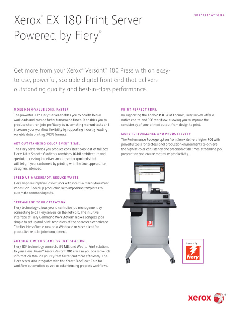 Versant EX 180 Print Server by Fiery PDF Microsoft Windows Software