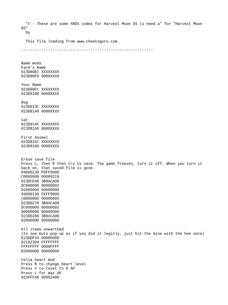 Walkthrough Harvest Moon Ds 1314391 | PDF | Bola de masa hervida