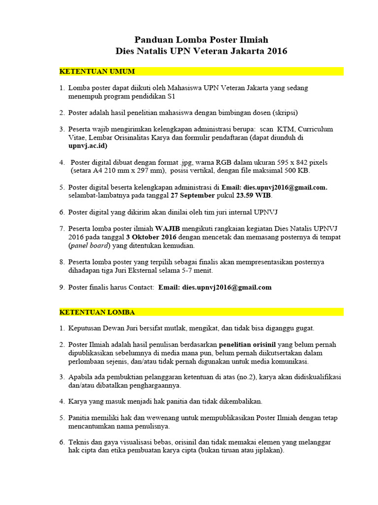 Panduan Lomba Poster Ilmiah Upnvj 2016 Pdf