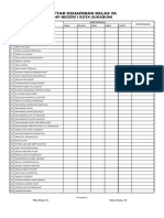 Daftar Hadir Kelas 7A SMPN 1 Sukabumi