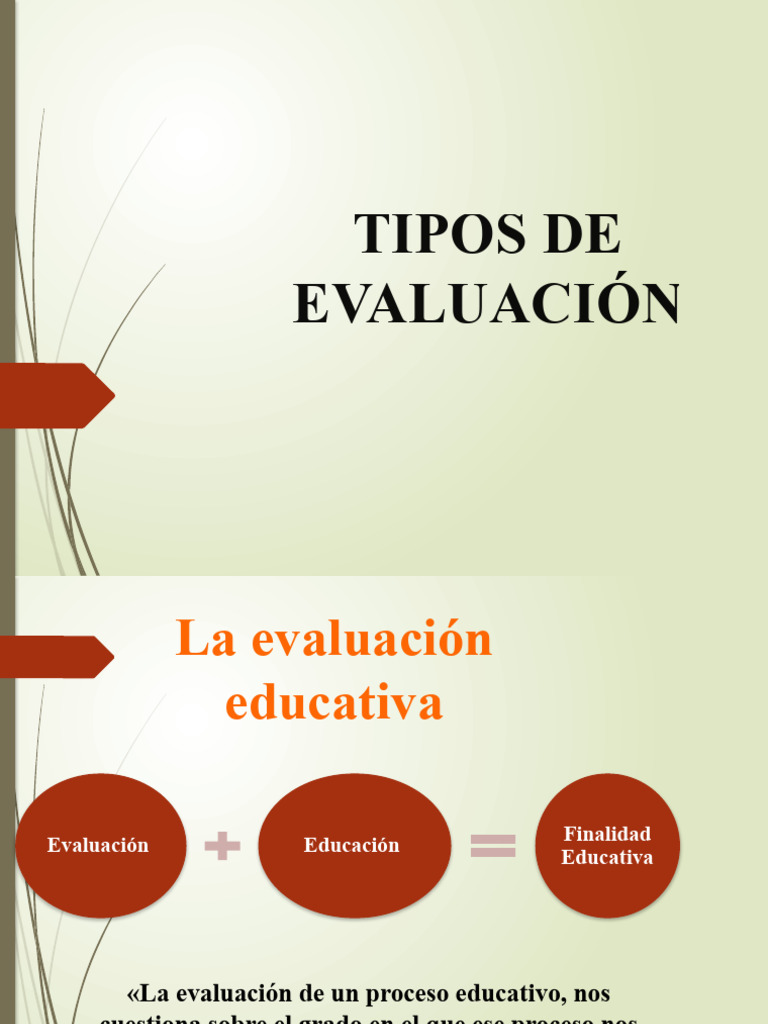Tipos de Evaluacion | PDF | Evaluación | Ciencia cognitiva