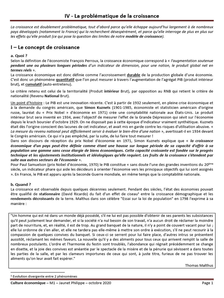 Problématique de la Croissance Économique | PDF | Croissance économique ...