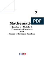 Math 7 - Q1 - WK 4 - Module 4 - Properties of Integers and Forms of Rational Numbers