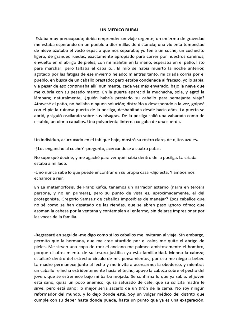Un Medico Rural | PDF | La metamorfosis | Franz Kafka