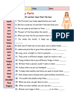 Vocabulary Body Parts Reading Comprehension Exercises - 123378
